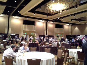 Attendees enjoy the welcome reception.