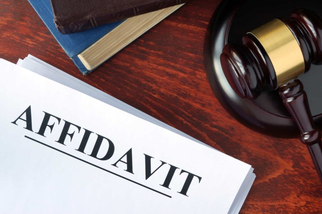 Proof of service includes an affidavit signed by the process server.